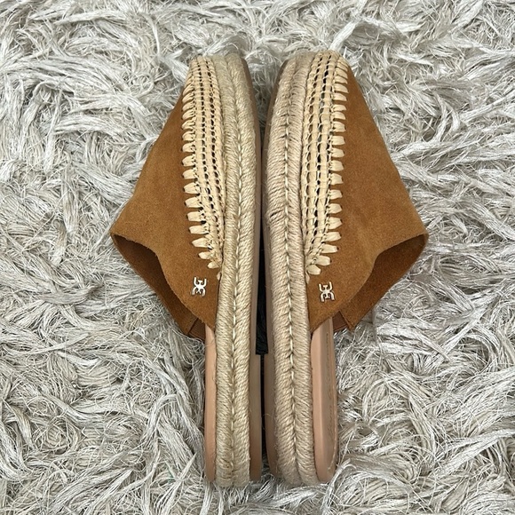 Sam Edelman Austin Suede Raffia Platform Espadrille Slides Mules Caramel Sz 7.5 - Picture 8 of 11